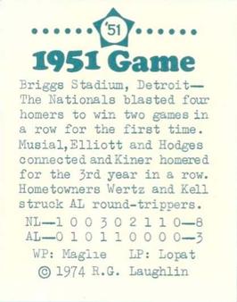 1974 Laughlin All-Star Games #51 Ralph Kiner - 1951 Back