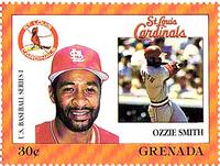 1988 Grenada Baseball Stamps #NNO Ozzie Smith Front
