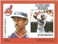 1988 Grenada Baseball Stamps #NNO Julio Franco Front