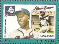 1988 Grenada Baseball Stamps #NNO Hank Aaron Front