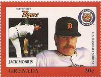 1988 Grenada Baseball Stamps #NNO Jack Morris Front