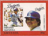 1988 Grenada Baseball Stamps #NNO Fernando Valenzuela Front