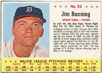 1963 Jell-O #53 Jim Bunning Front