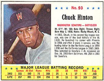 1963 Jell-O #93 Chuck Hinton Front