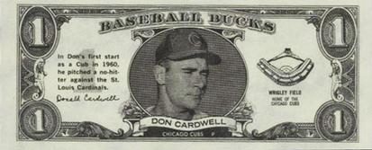 1962 Topps Baseball Bucks #NNO Don Cardwell Front