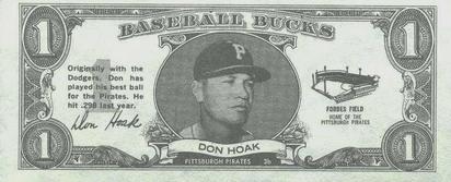 1962 Topps Baseball Bucks #NNO Don Hoak Front