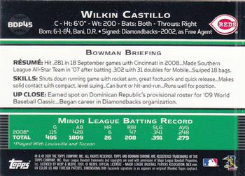 2009 Bowman Draft Picks & Prospects - Chrome #BDP45 Wilkin Castillo Back