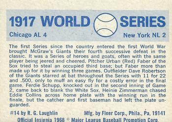 1970 Fleer World Series #14 1917 - Giants vs. White Sox Back