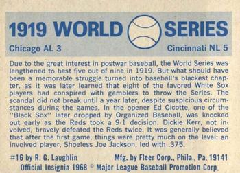 1970 Fleer World Series #16 1919 - White Sox vs. Reds Back