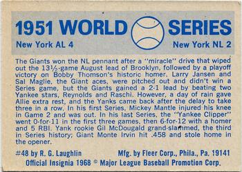 1970 Fleer World Series #48 1951 - Yankees vs. Giants - Gil McDougald Back