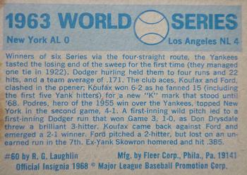 1970 Fleer World Series #60 1963 - Dodgers vs. Yankees - Moose Skowron Back
