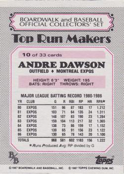 1987 Topps Boardwalk and Baseball #10 Andre Dawson Back