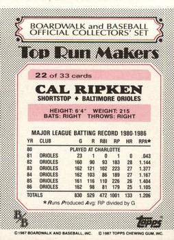 1987 Topps Boardwalk and Baseball #22 Cal Ripken Back