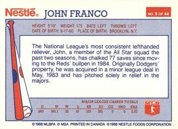 1988 Nestle Dream Team #8 John Franco Back