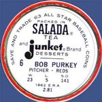 1963 Salada/Junket Coins #6 Bob Purkey Back