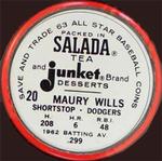1963 Salada/Junket Coins #20 Maury Wills Back