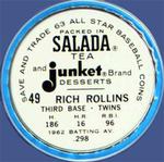 1963 Salada/Junket Coins #49 Rich Rollins Back