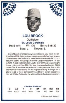 1984 TCMA Greats #17 Lou Brock Back
