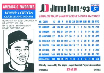 1993 Jimmy Dean #23 Kenny Lofton Back