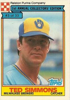 1984 Topps Ralston Purina #3 Ted Simmons Front