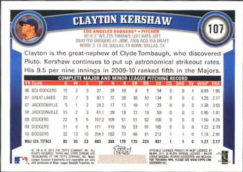 2011 Topps Chrome #107 Clayton Kershaw Back