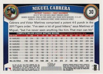 2011 Topps Chrome #30 Miguel Cabrera Back
