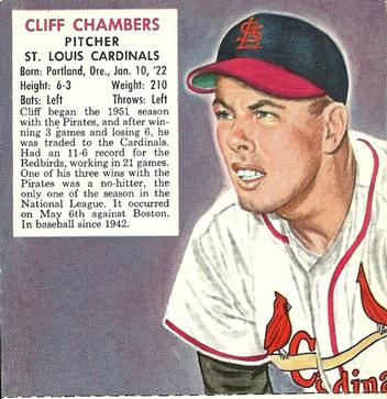 1952 Red Man #NL4 Cliff Chambers Front