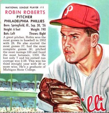 1953 Red Man #NL11 Robin Roberts Front