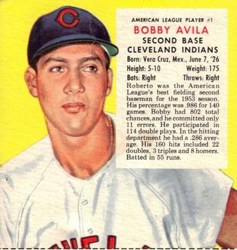 1954 Red Man #AL1 Bobby Avila Front