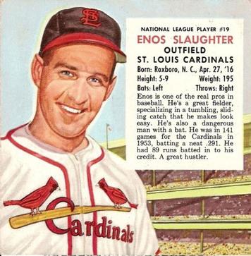 1954 Red Man #NL19a Enos Slaughter Front