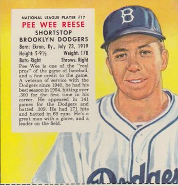 1955 Red Man #NL17 Pee Wee Reese Front