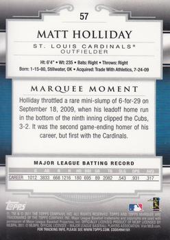2011 Topps Marquee - Blue #57 Matt Holliday Back