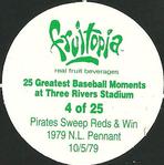 1995 Coca-Cola Pittsburgh Pirates Pogs SGA #4 We Are Family Logo - Pirates win NL Pennant 10/5/79 Back