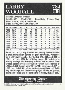 1993 Conlon Collection TSN #784 Larry Woodall Back