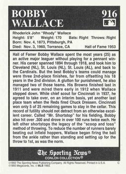 1993 Conlon Collection TSN #916 Bobby Wallace Back