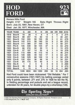 1993 Conlon Collection TSN #923 Hod Ford Back