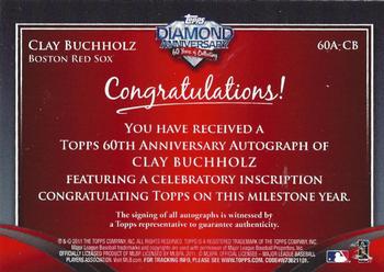 2011 Topps - Diamond Anniversary Autographs #60A-CB Clay Buchholz Back