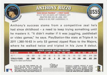 2011 Topps Update #US55 Anthony Rizzo Back