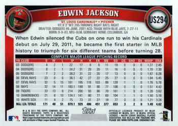 2011 Topps Update #US294 Edwin Jackson Back