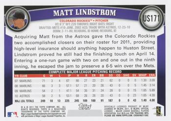 2011 Topps Update #US171 Matt Lindstrom Back