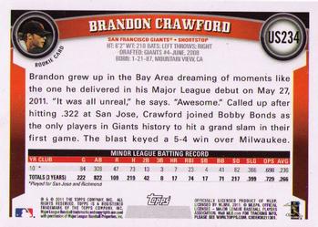2011 Topps Update #US234 Brandon Crawford Back