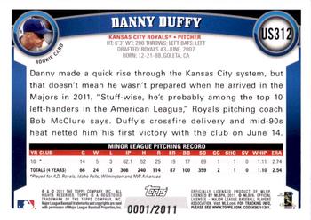 2011 Topps Update - Gold #US312 Danny Duffy Back
