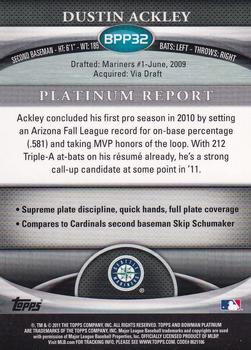 2011 Bowman Platinum - Prospects Blue Refractors #BPP32 Dustin Ackley Back