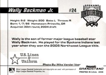 2006 Grandstand Spokane Indians #NNO Wally Backman Jr. Back