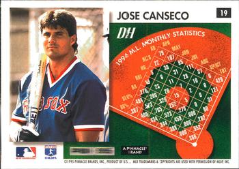 1995 Summit #19 Jose Canseco Back
