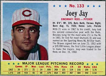 1963 Post Cereal #133 Joey Jay Front