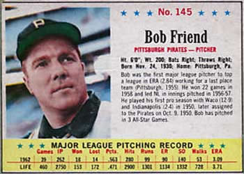 1963 Post Cereal #145 Bob Friend Front