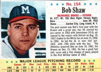 1963 Post Cereal #154b Bob Shaw Front