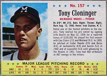 1963 Post Cereal #157 Tony Cloninger Front