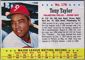 1963 Post Cereal #178 Tony Taylor Front